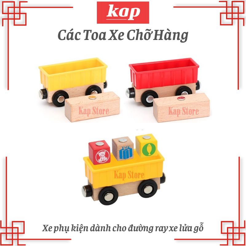 [HCM]Toa Xe Lửa Chỡ Hàng; Các Khối Hàng Gỗ - Xe Chơi Được Trên Đường Ray Xe Lửa Gỗ