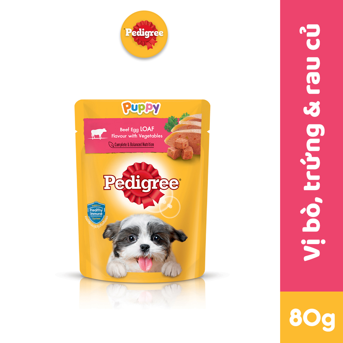 [Quà tặng không bán] PEDIGREE® Thức ăn cho chó con dạng sốt vị bò, trứng và rau 80g - 1 gói