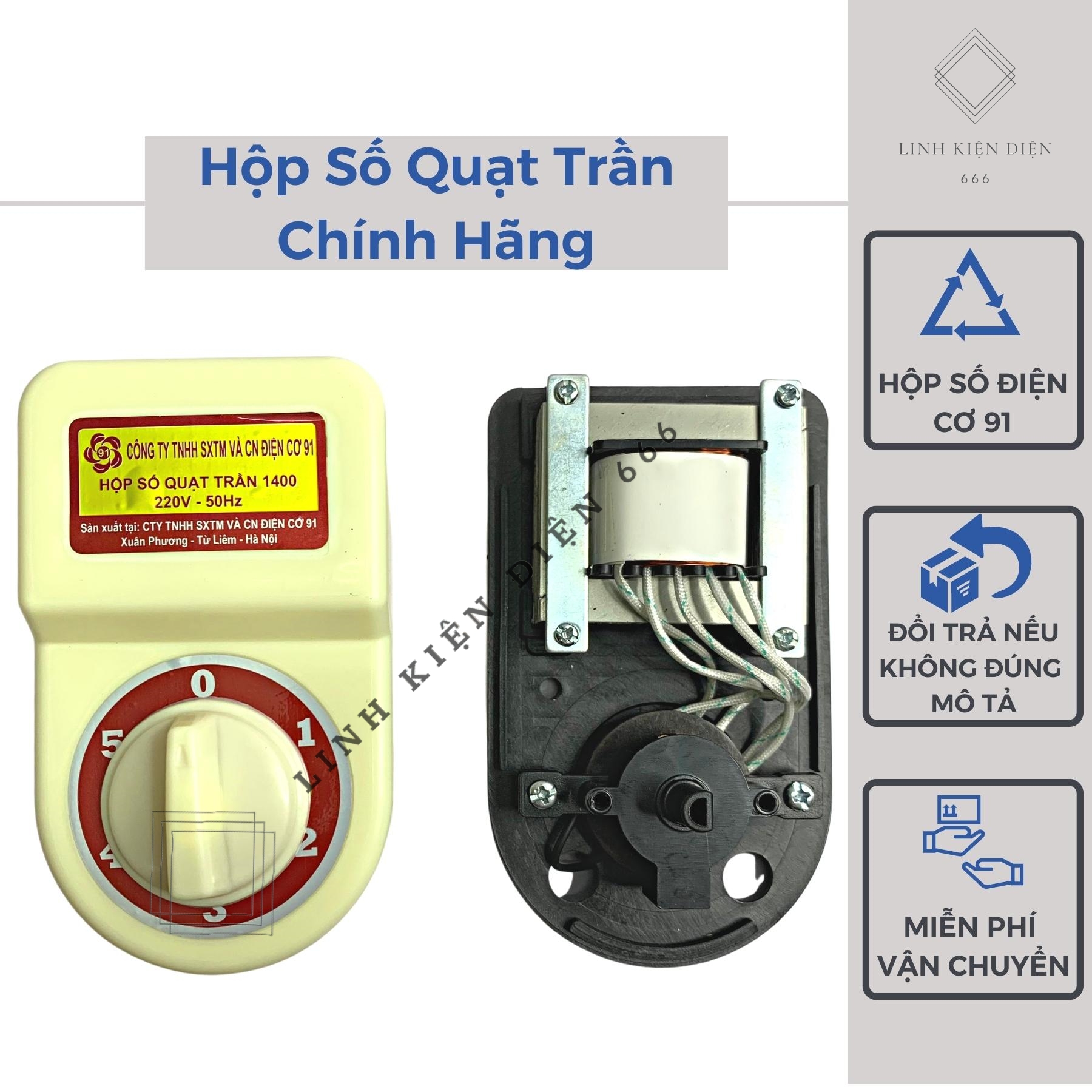 Hộp số quạt trần vinawind điện cơ 5 cấp 1400 220v 50hz công tắc quạt trần hsqtdc91