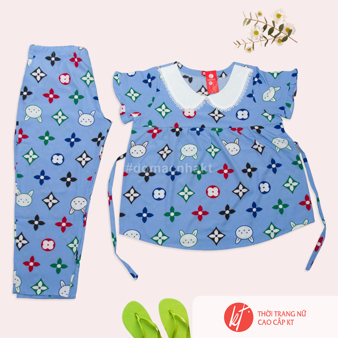 Đồ bầu mặc nhà dành cho mẹ bầu dài lụa mẫu dễ thương hình in trên vải freesize dưới 72kg Đồ Bầu KT BBDSALE03 (Sản Phẩm Sale)