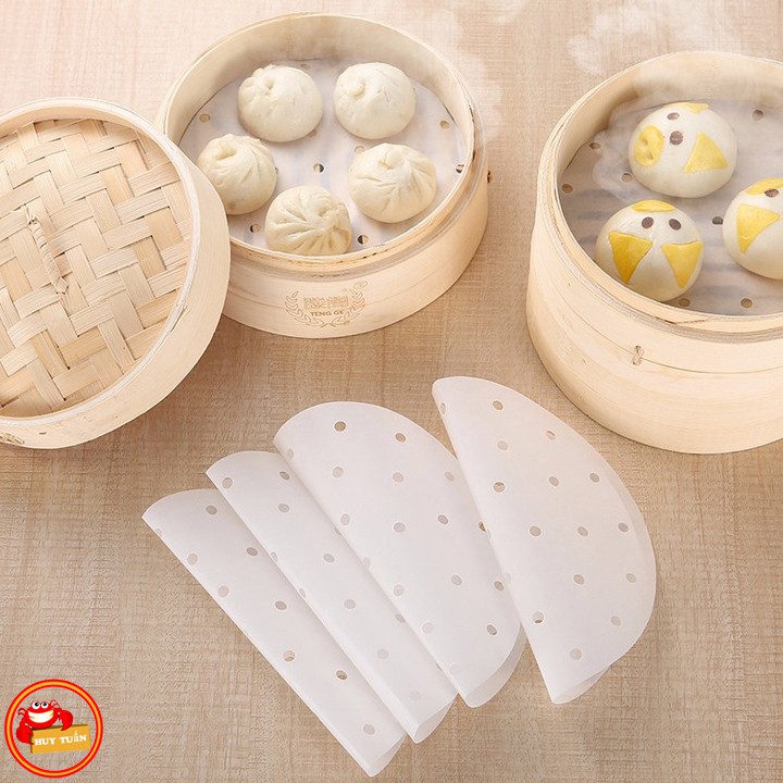 SET 100 tờ giấy nến đục lỗ dùng cho nồi chiên không dầu, đồ dùng gia đình, giấy thấm dầu, giấy khay nướng tiện ích