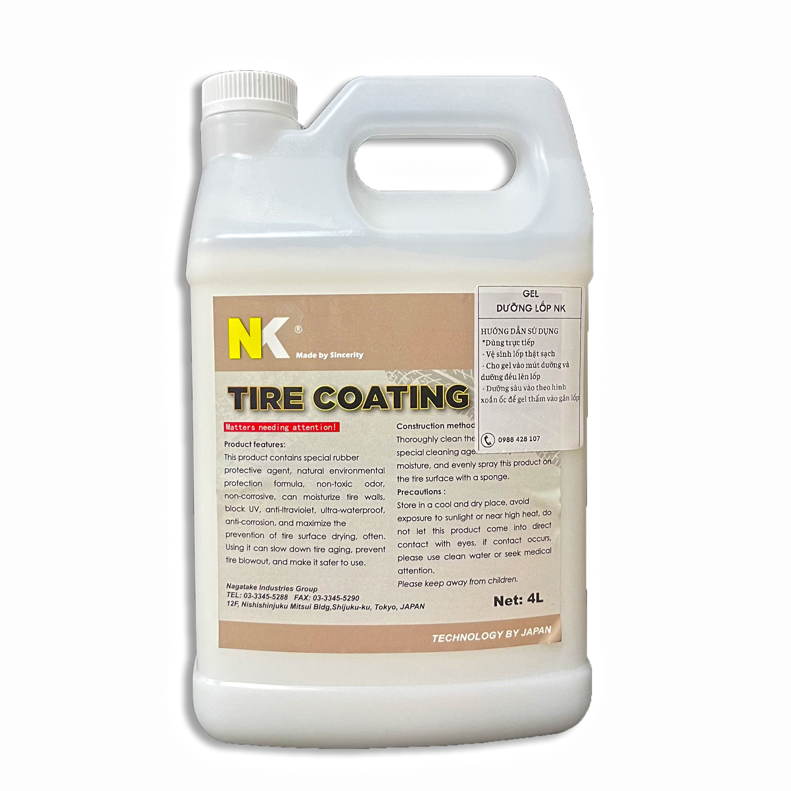 Gel dưỡng lốp - kháng nước kháng bụi - can 4l