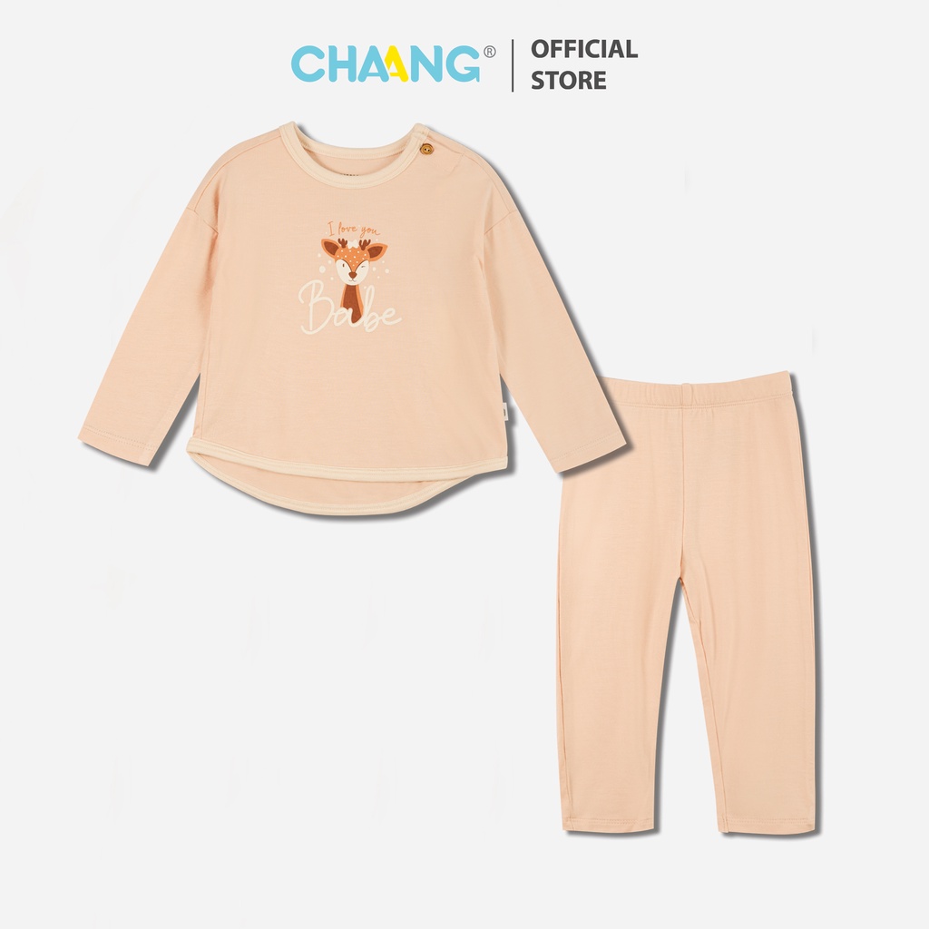 Bộ quần áo dài cúc vai Jungle báo hồng Chaang