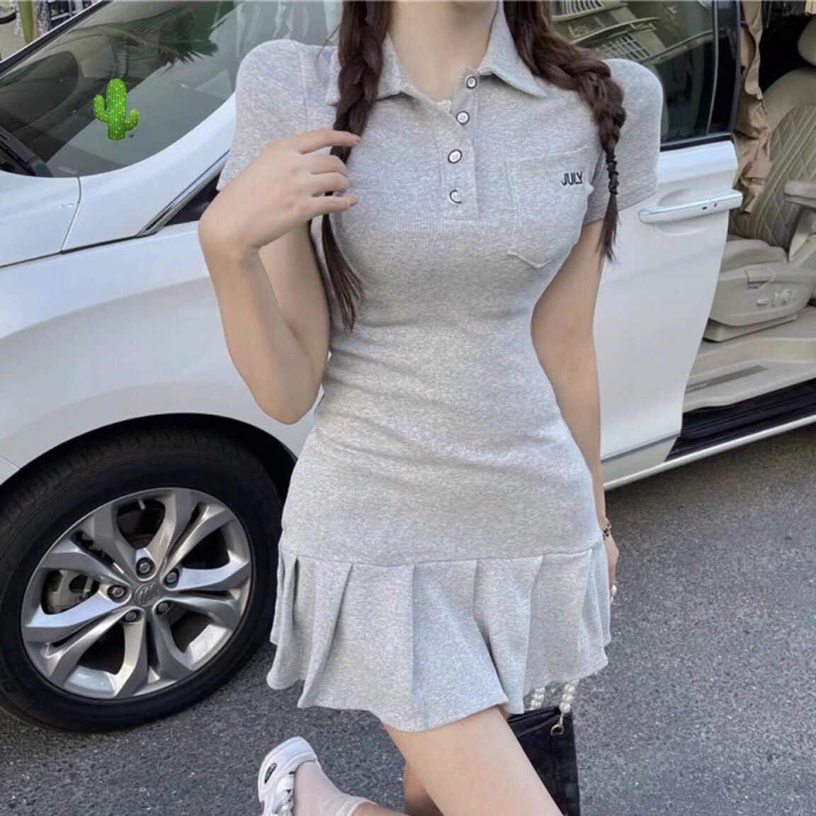 Đầm polo xêp li ulzzang cực xinh