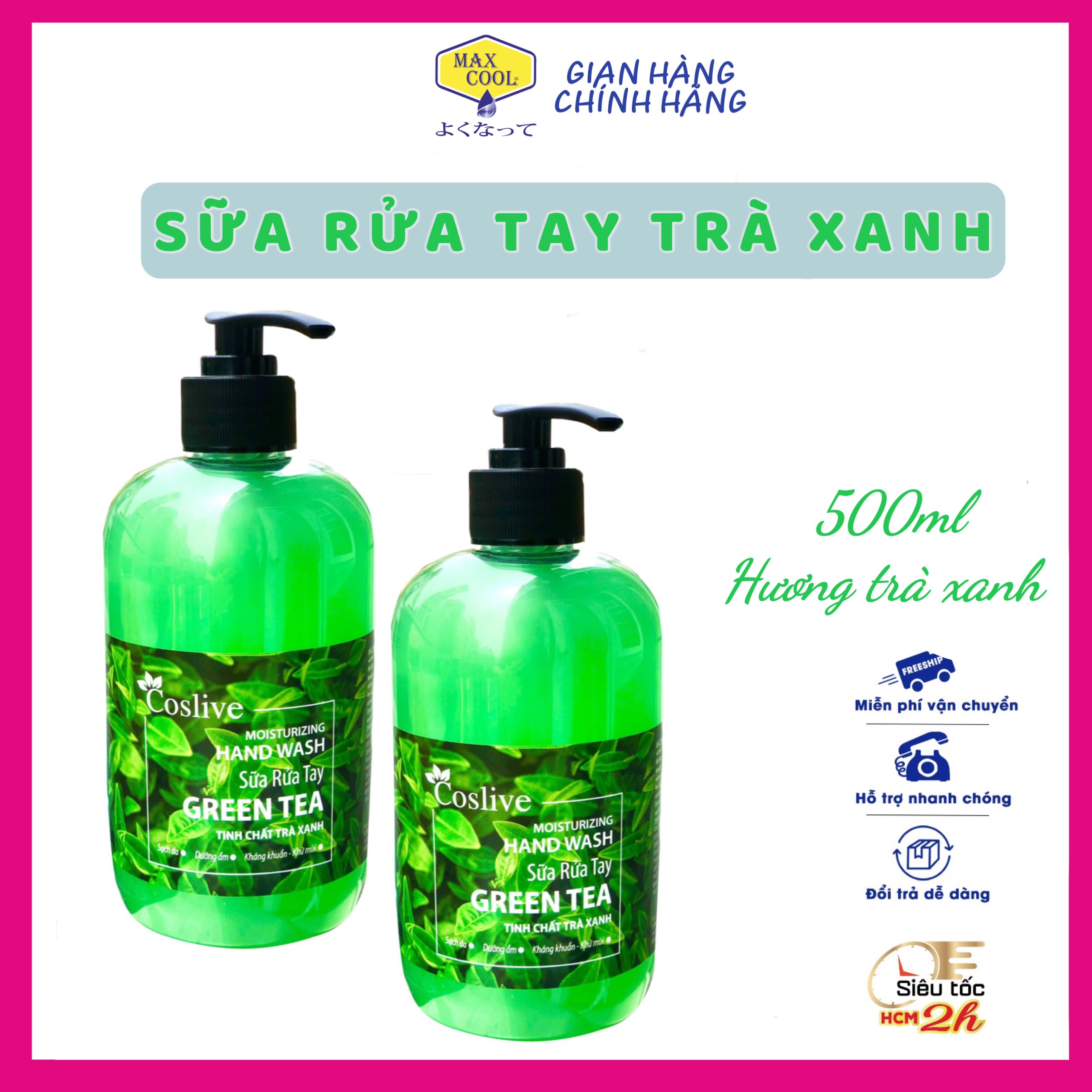 Sữa rửa tay tinh chất trà xanh (Coslive Moisturizing Hand Wash) 500ml