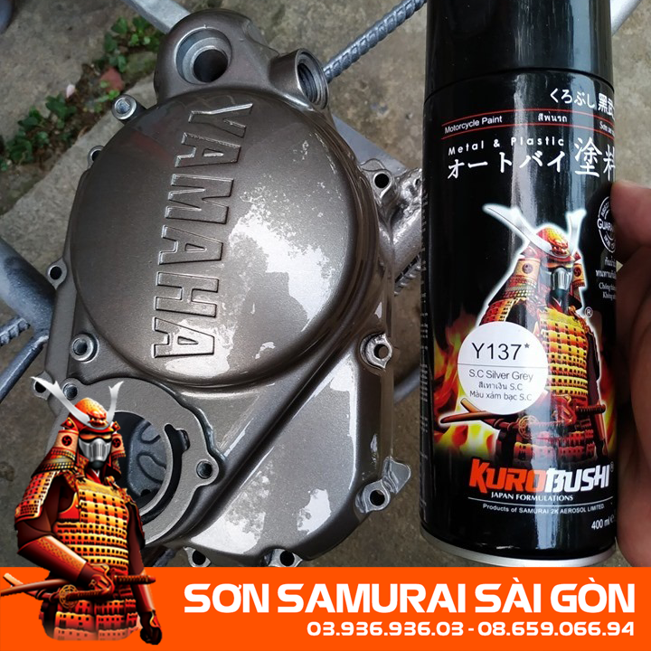 Sơn samurai y137* màu xám bạc chính hãng - sơn phun xe máy kurobushi/ samurai sài gòn