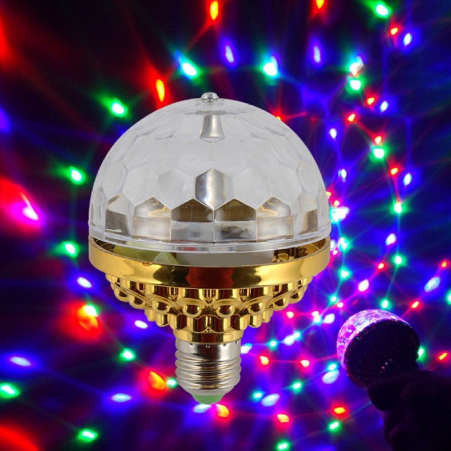 Đèn Sân Khấu Pha Lê Bóng đèn LED RGB Mini xoay được hiệu ứng ánh sáng sân khấu được tặng kèm đui bóng