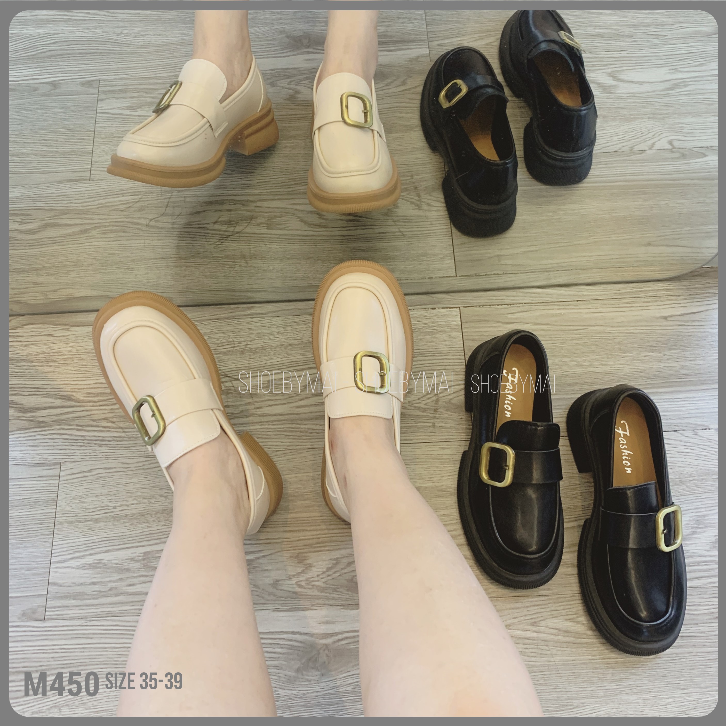 Giày moca lười nữ đế kép đi êm M450