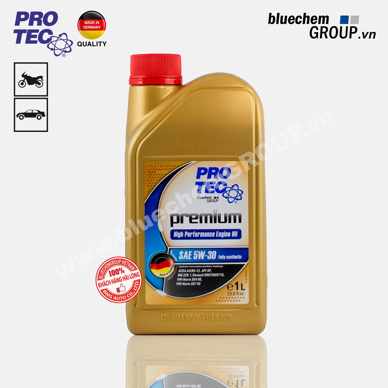 Dầu nhớt bluechem PRO-TEC Premium 5W-30 Fully-Synthetic API SP, ACEA A5/B5-12 1L