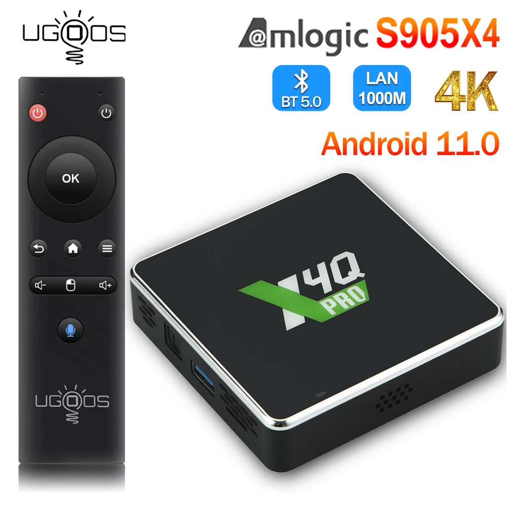 Android tv box ugoos x4q pro 4g+32g android 11 cpu s905x4 dolby atmos , dtsx