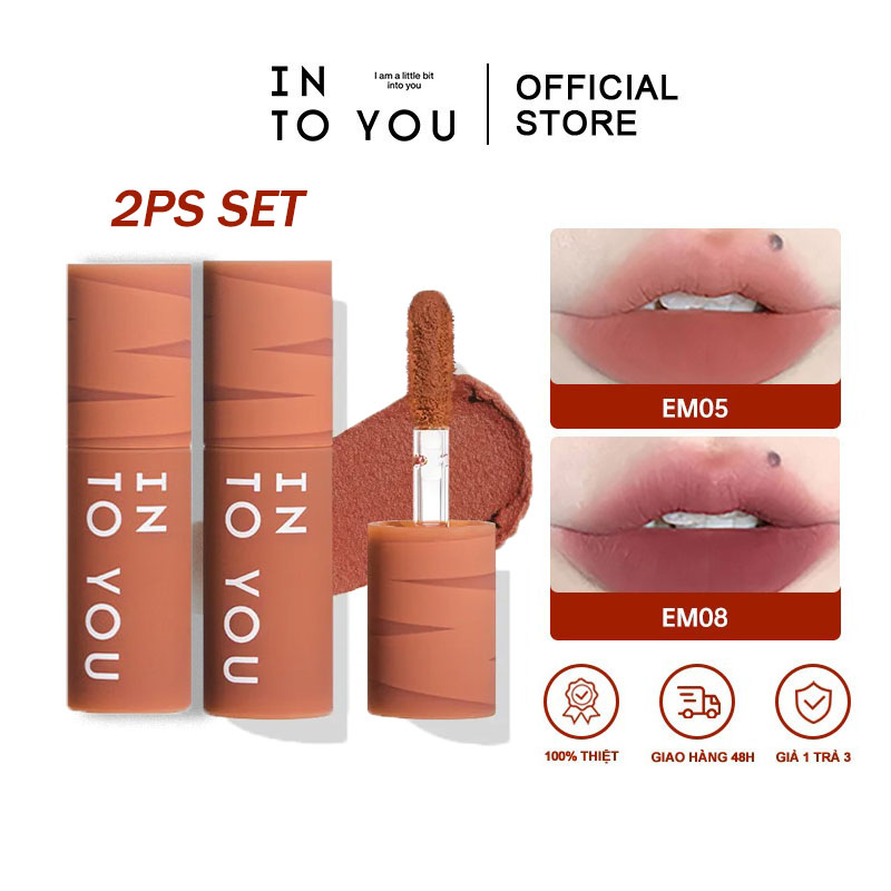 [Mua 1 lấy 1] Into You nữ anh hùng môi mini đất sét son môi di động nhung mờ môi bùn trang điểm làm đẹp bộ 2pc