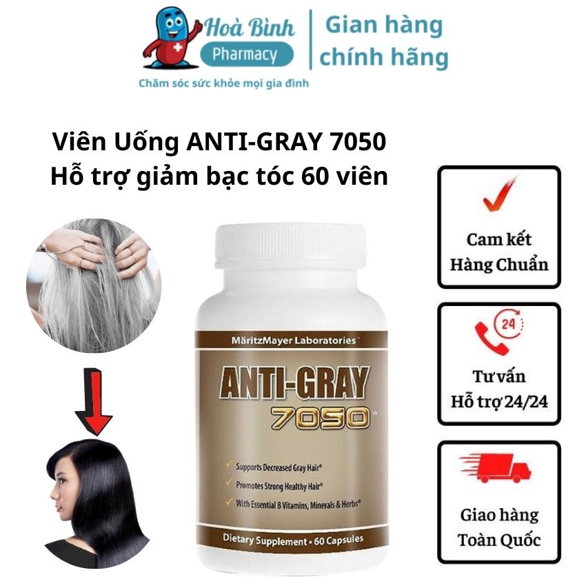 Viên Uống ANTI-GRAY 7050 hỗ trợ giảm bạc tóc phục hồi tóc đen của Mỹ , Hộp 60 viên