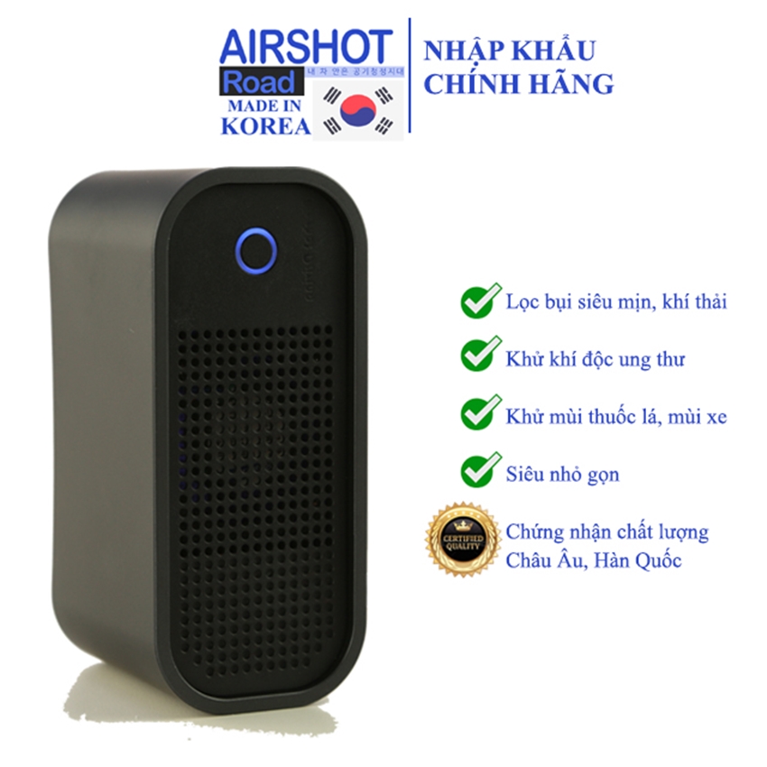 Máy lọc không khí mini airshot road dành cho ô tô, xe tải, văn phòng, phòng ngủ, nhà tắm, bếp rộng 15m2