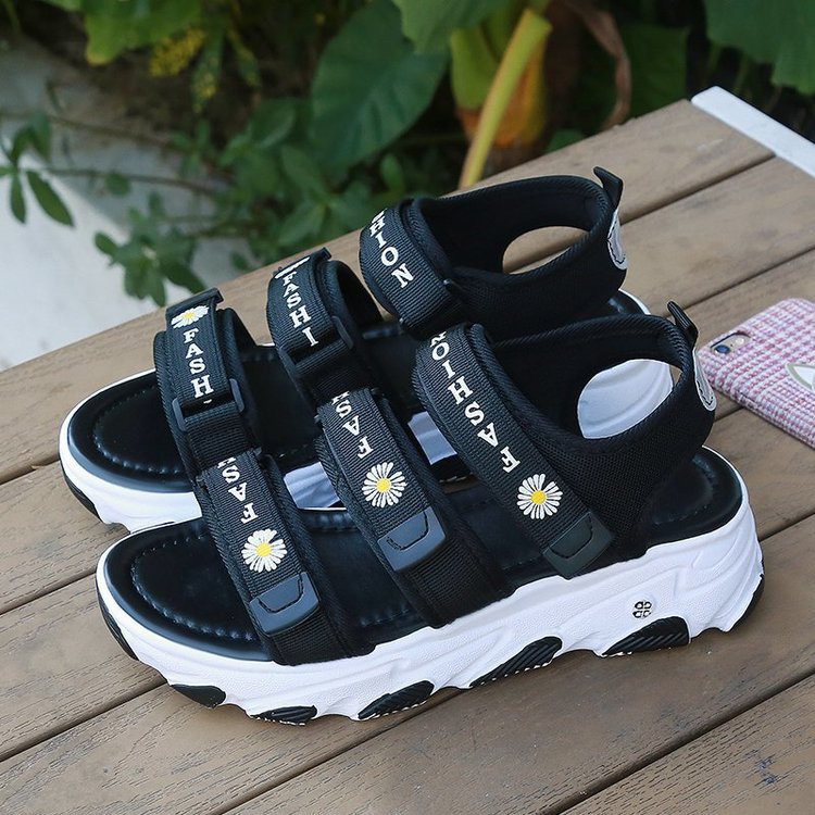 Dép Sandal Nữ ba Quai Ngang Hoa Cúc uzzang vải thời trang trẻ (Grab Store)