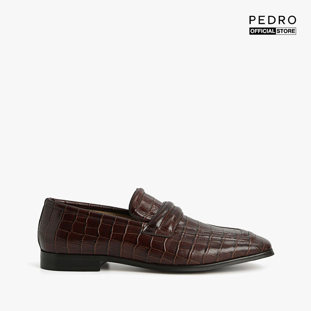 PEDRO - Giày tây nam mũi vuông CrocEffect Leather Loafers PM1-56380012-29