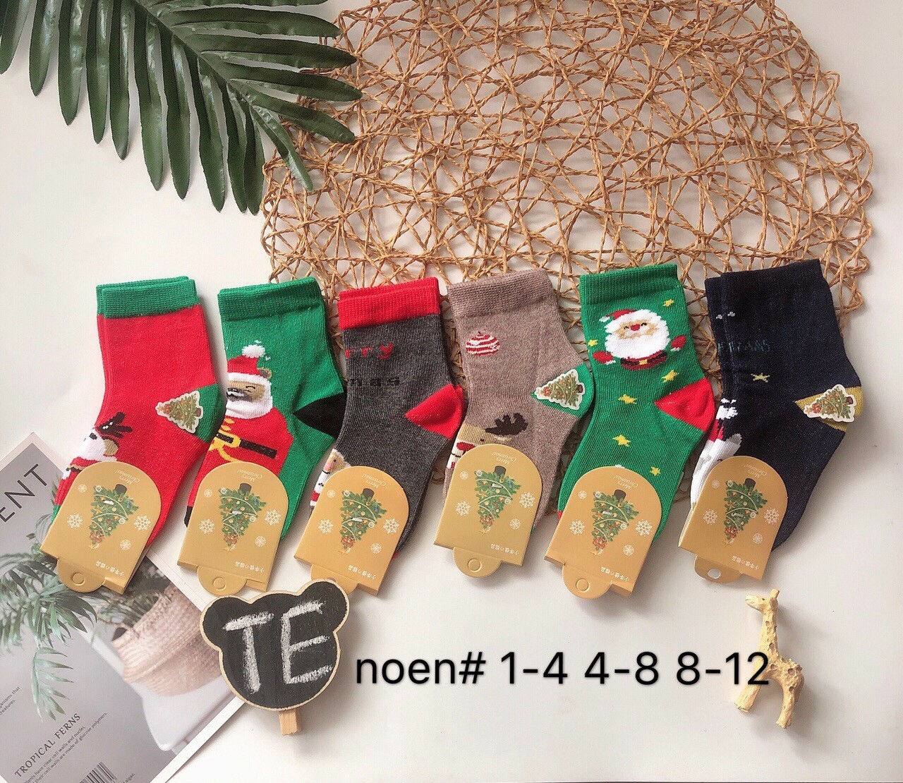 Combo 5 đôi tất noel bé trai/bé gái size từ 1-6 tuổi