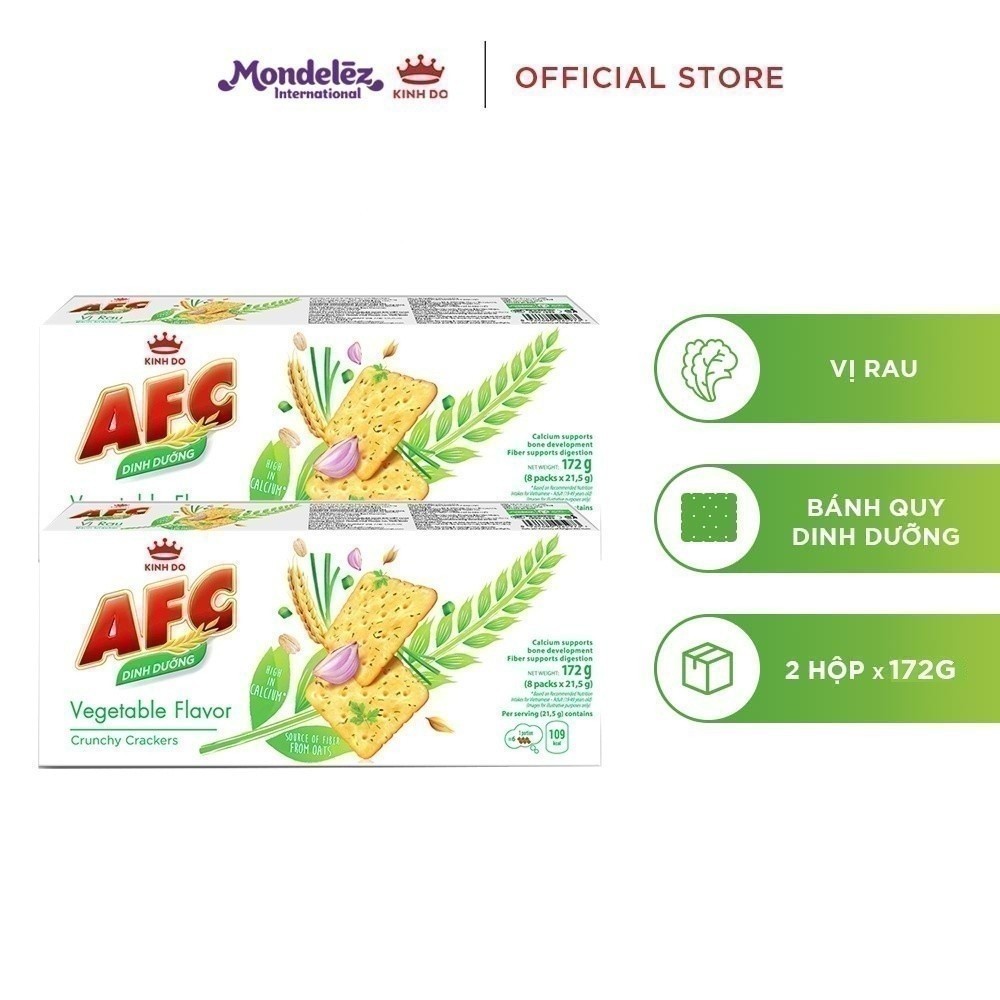 Combo 2 Hộp Bánh Quy Dinh Dưỡng AFC Vị Rau 172g