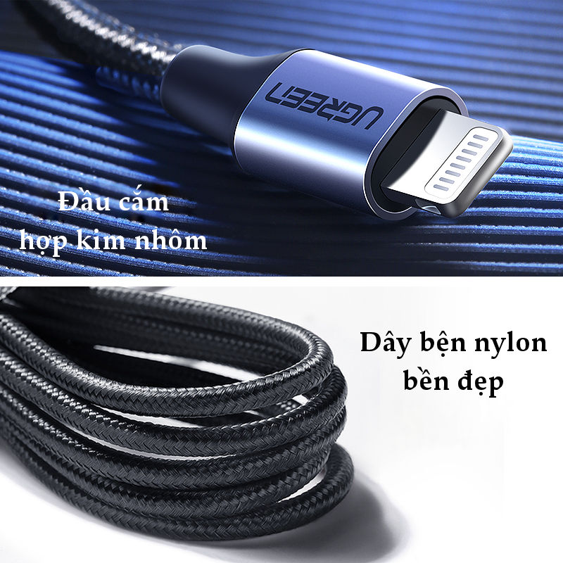 Cáp sạc nhanh USB-C sang Lightning MFI UGREEN US304 - Sạc nhanh 50% trong 30 phút cho iPhone 11 Pro Max / iPhone Xs Max / iPhone XR / iPhone 8 Plus, dài từ 0.25 - 2m Cáp sạc nhanh USB-C sang Lightning MFI UGREEN US304 - Sạc nhanh 50% trong 30 phút cho iPhone 11 Pro Max / iPhone Xs Max / iPhone XR / iPhone 8 Plus, dài từ 0.25 - 2m