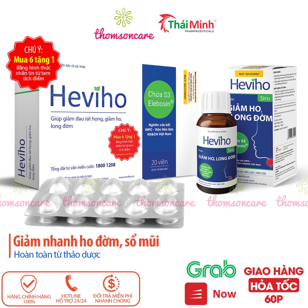 Heviho - Hỗ trợ giảm ho từ thảo dược - Có tem tích điểm chính hãng
