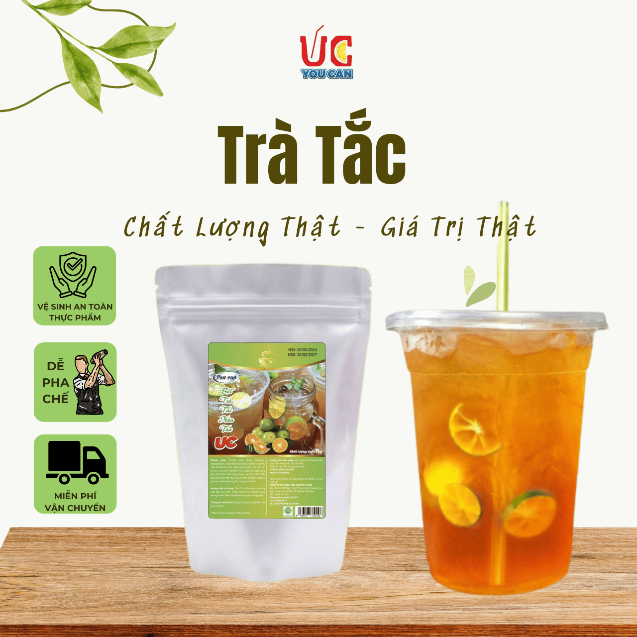 Trà Tắc (1 gói 1kg) Trà UC Hàng Công Ty, Thơm Ngon, Chuẩn Vị, Dễ Pha, Nước Uống Giải Khát Thanh Nhiệt Tươi Mát
