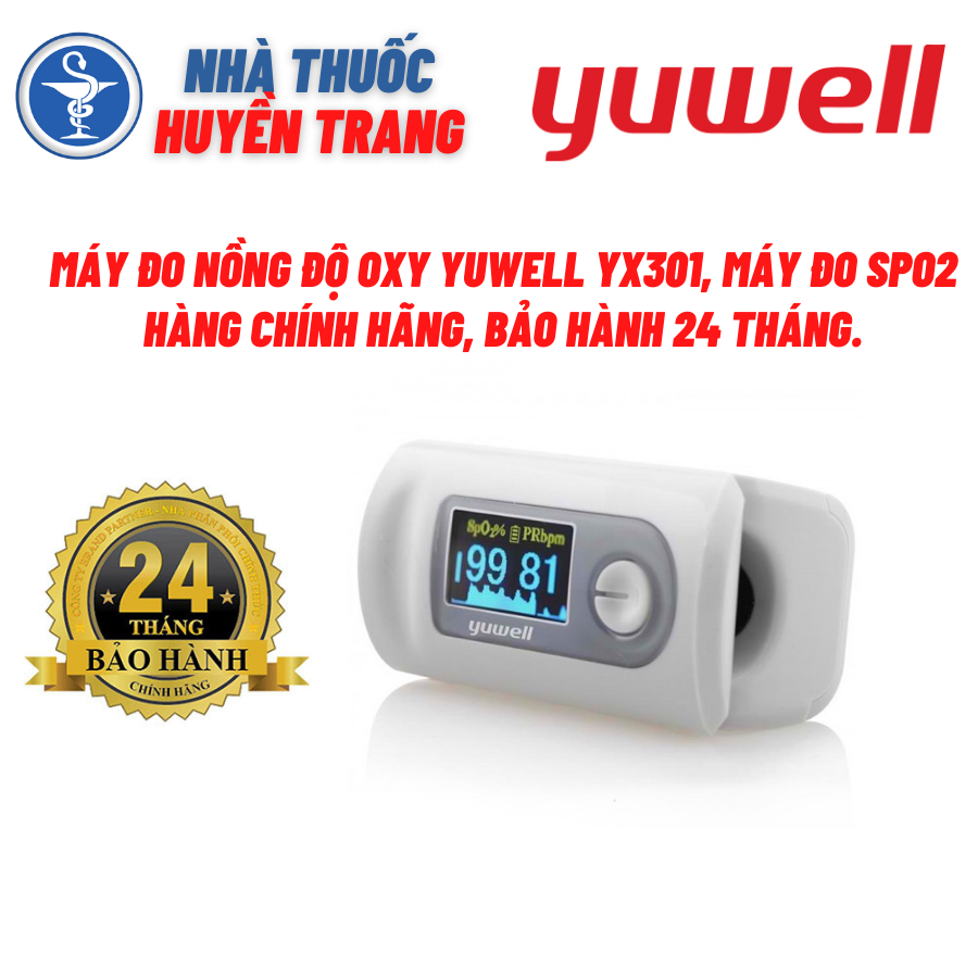 Máy đo nồng độ Oxy trong máu spo2 Yuwell YX301, máy đo nhịp tim