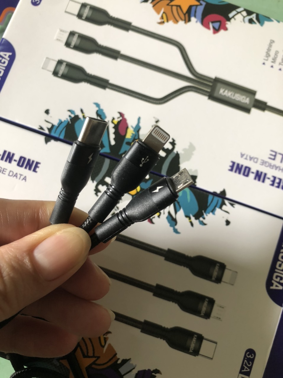 Cáp sạc nhanh 3 đầu kaku kcs-436 chính hãng