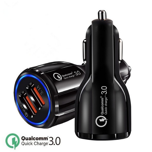 TẨU SẠC NHANH QUALCOMM HỖ TRỢ CHUẨN QUICK CHARGE 3.0, Gồm 2 Cổng USB QC 3.0&3.1A cao cấp cho ô tô xe hơi-12V-24V