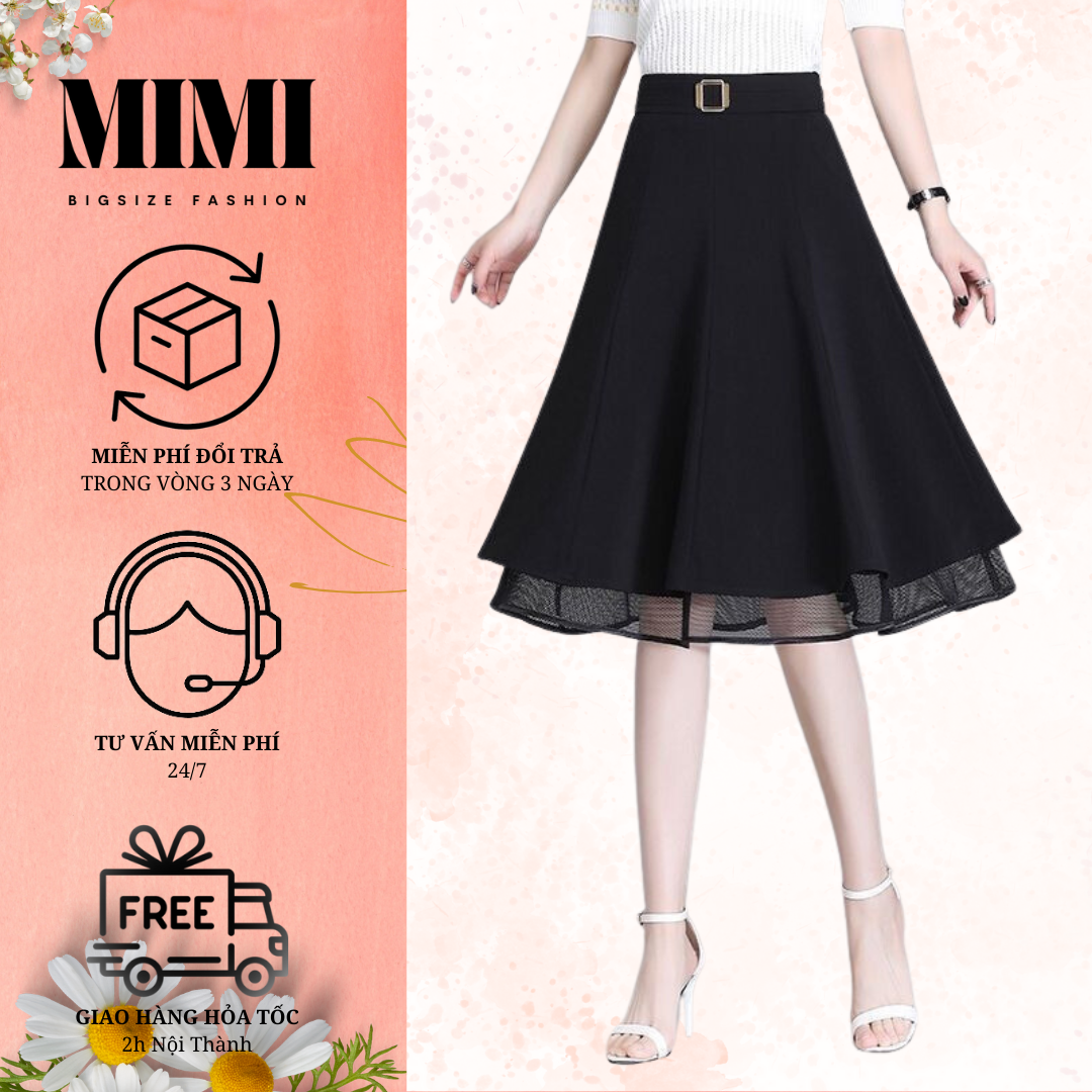 Mimi bigsize chân váy big size dáng xòe tiểu thư có khoen sang trọng thanh lịch