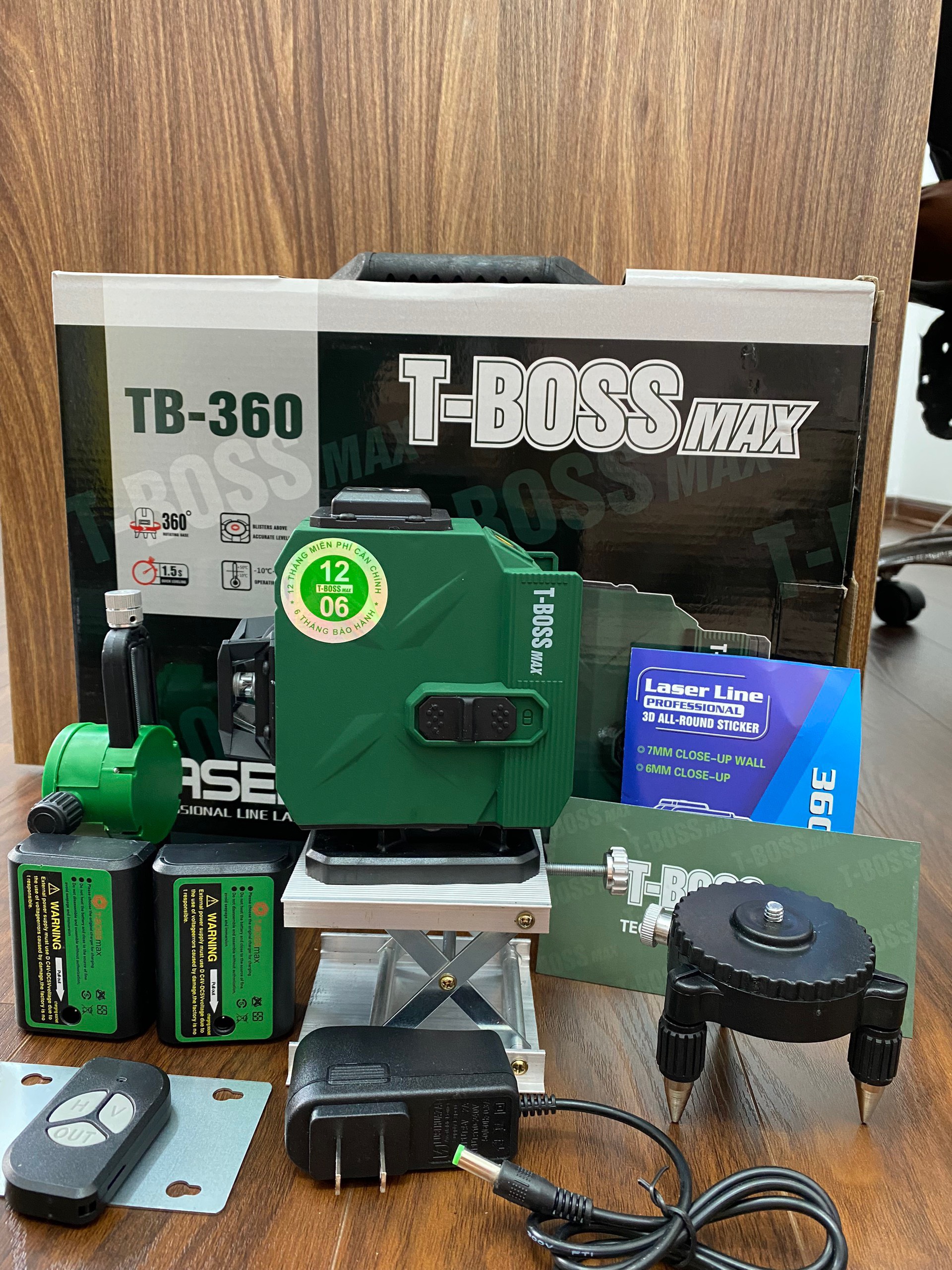 Máy cân bằng laser 12 tia chính hãng T-boss mã 360, máy laze T-boss 12 tia 360 có điều khiển