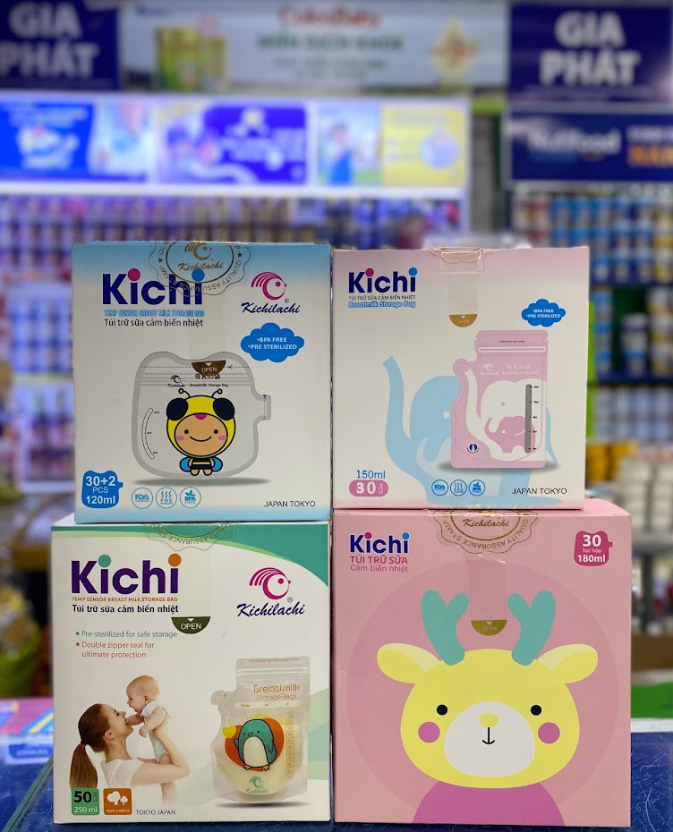 Túi trữ sữa Kichilachi Nhật Bản hộp 30c, 120ml, 150ml, 180ml, 250ml