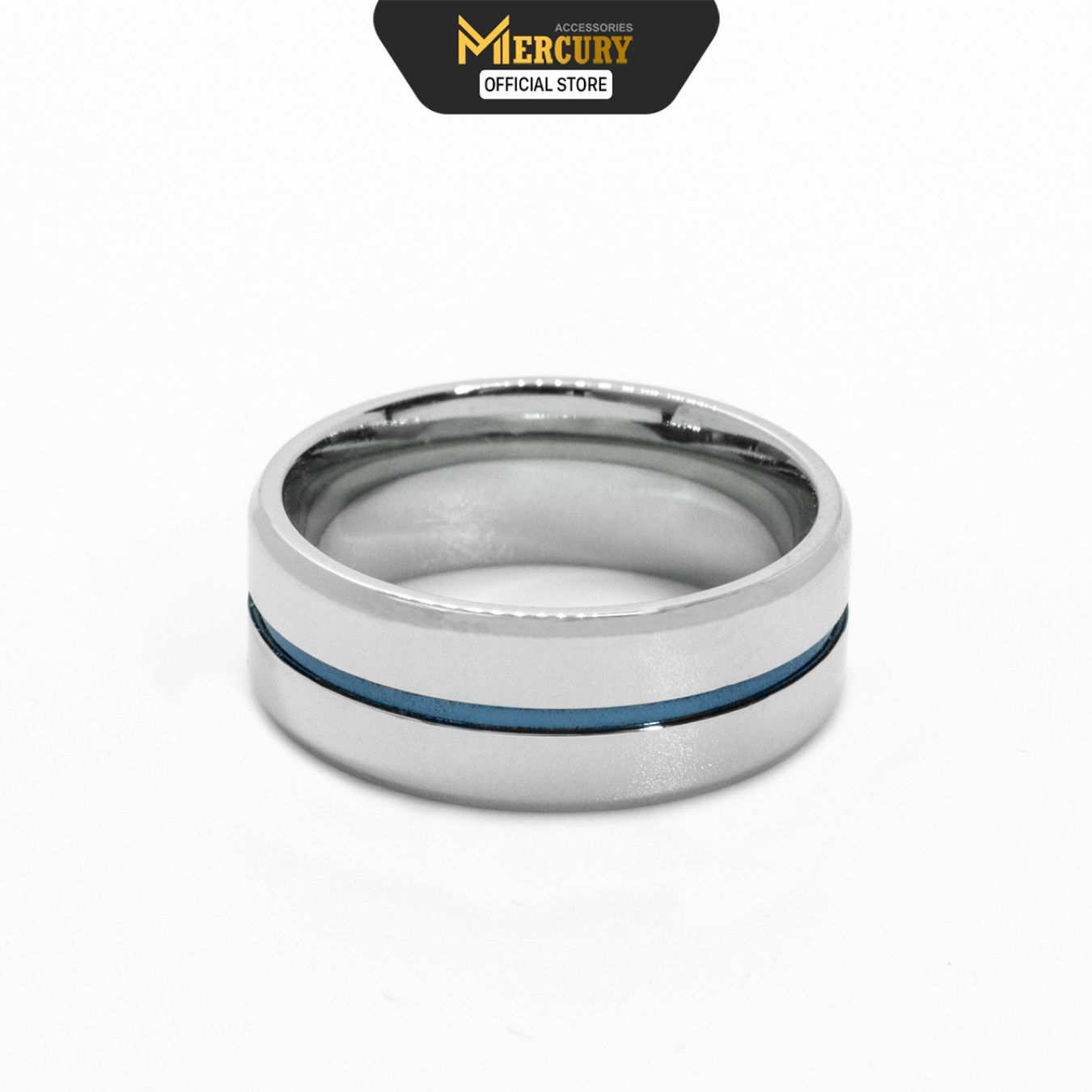 Nhẫn thời trang nam nữ Titan vĩnh cửu cao cấp Mercury Blue Line