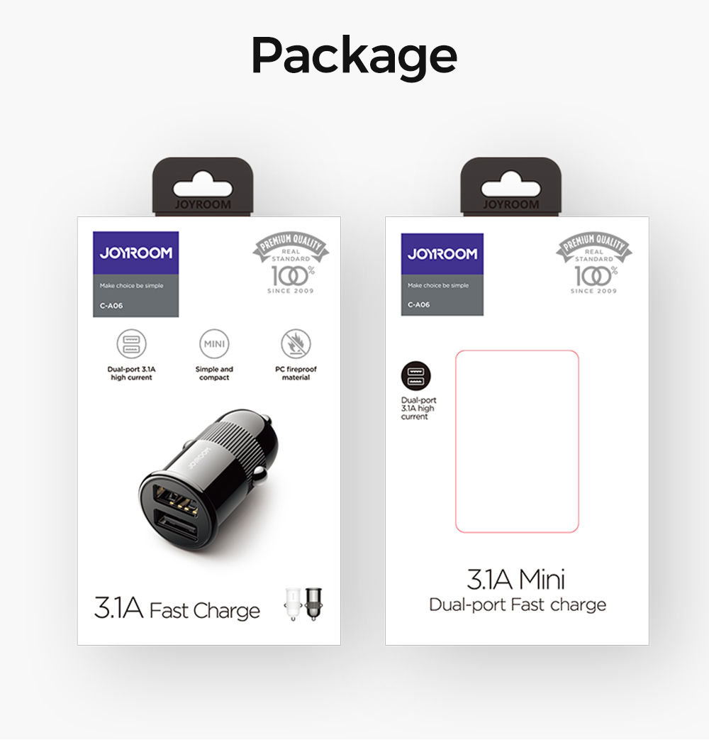 Tẩu Sạc Nhanh Joyroom C-06 3.1A Bộ Sạc Xe Hơi Thông Minh Cổng USB Kép Sạc