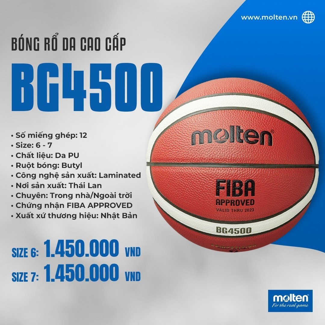 BÓNG RỔ DA MOLTEN BG4500 Size 6 & 7