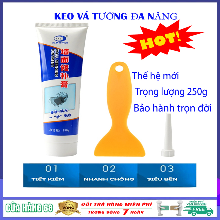 (Loại to 250g) Keo vá tường thông minh, keo vá tường đa năng, keo vá vết nứt tường, keo trám tường chống thấm cao cấp thế hệ mới màu trắng