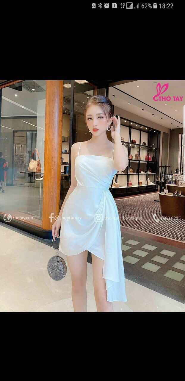 đầm body 2 dây xếp bèo đủ màu như hình qc