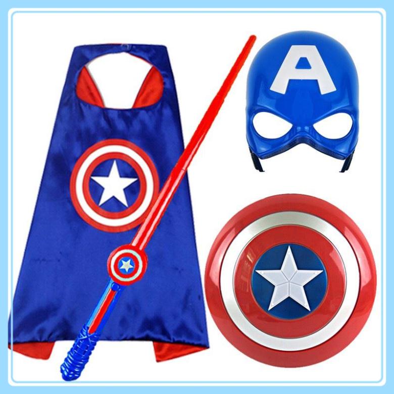 Áo Choàng Khiên Mặt Nạ Đội trưởng mỹ Captain America Trẻ Em Hóa trang Siêu nhân người nhện