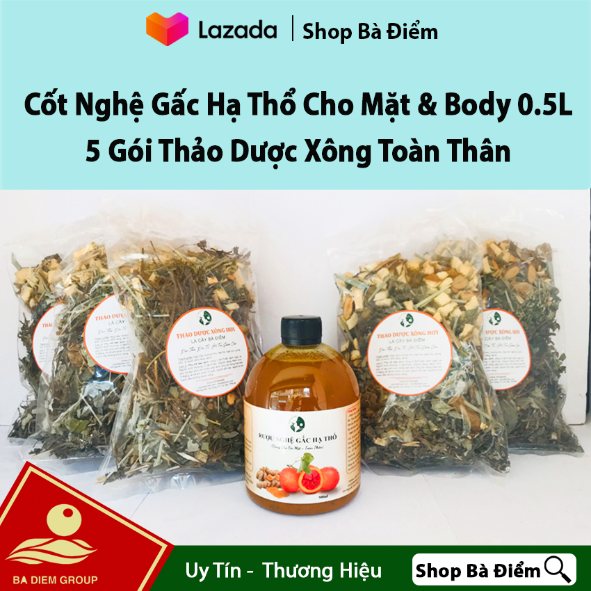 [Combo] Cốt Nghệ Gấc Hạ Thổ 500ml + 5 Gói Thảo Dược Xông Toàn Thân  Dưỡng Trắng Sáng Da, Mờ Thâm Rạn, Lưu Thông Khí Huyết, Thải Độc Cho  Cơ Thể - Shop Bà Điểm..