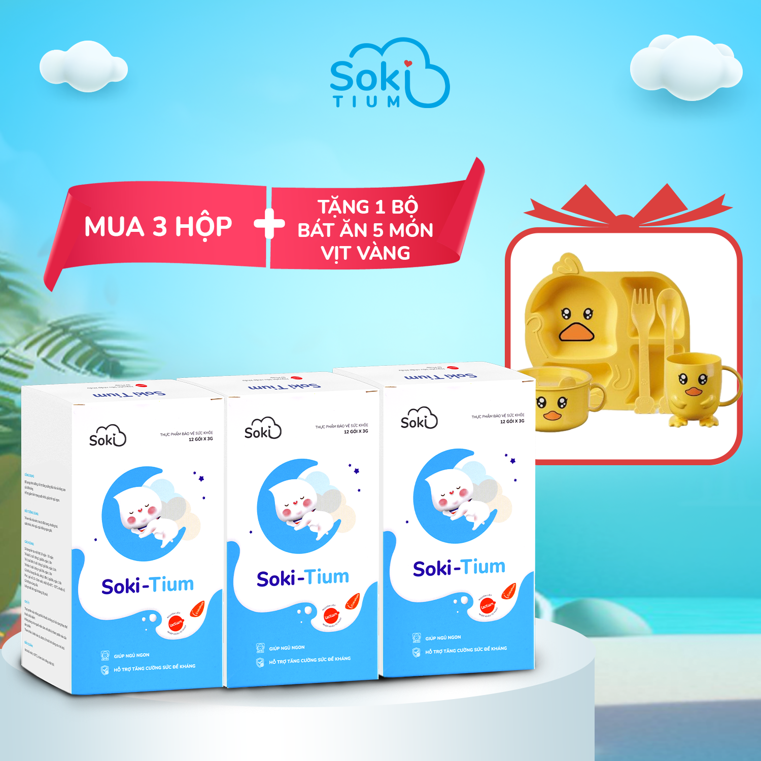Free Ship COMBO 3 HỘP SOKI TIUM GIÚP BÉ NGỦ NGON, SÂU GIẤC HƠN DÀNH CHO BÉ DƯỚI 30 NGÀY TUỔI -ST03