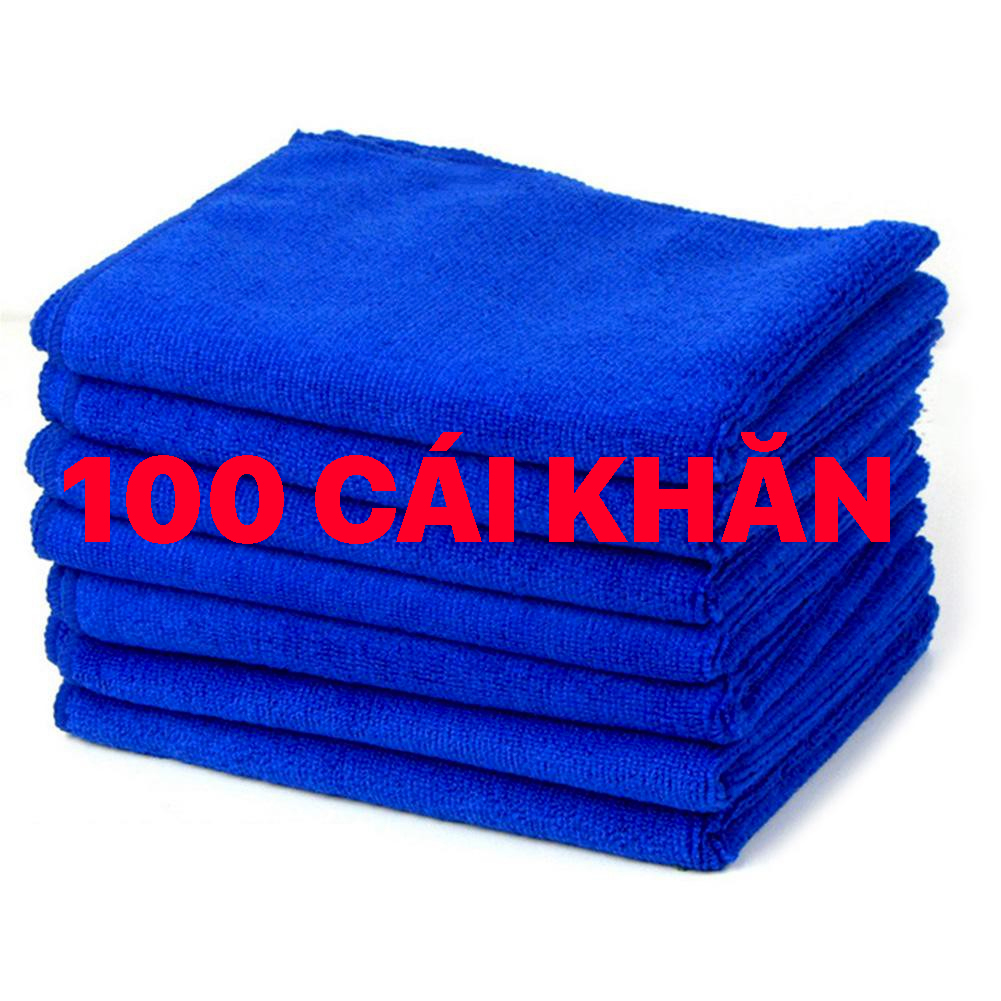 Set 100 khăn xanh dương 30x30cm loại dày microfiber cho ô tô, xe hơi, xe máy 30x30cm 100b7849 - màu xanh