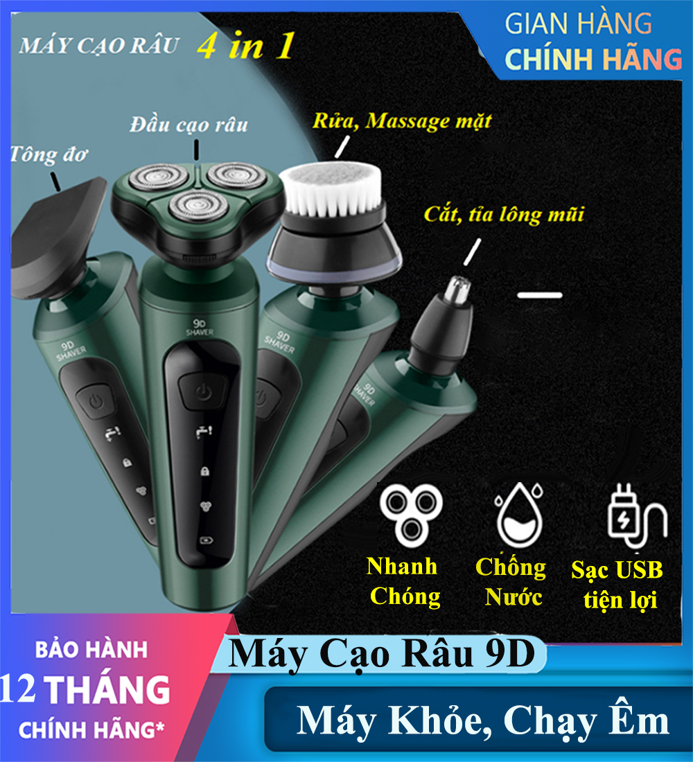 Máy cạo râu nam đa năng 4 trong 1, Máy cạo râu điện 9D Shaver , máy cạo râu nam mini , Máy cạo râu đa năng , máy caoh râu, dao cạo dâu nam, máy cạo râu khô cầm tay, không dây- Máy Chạy Siêu Sát, Siêu Trắng cho nam nữ