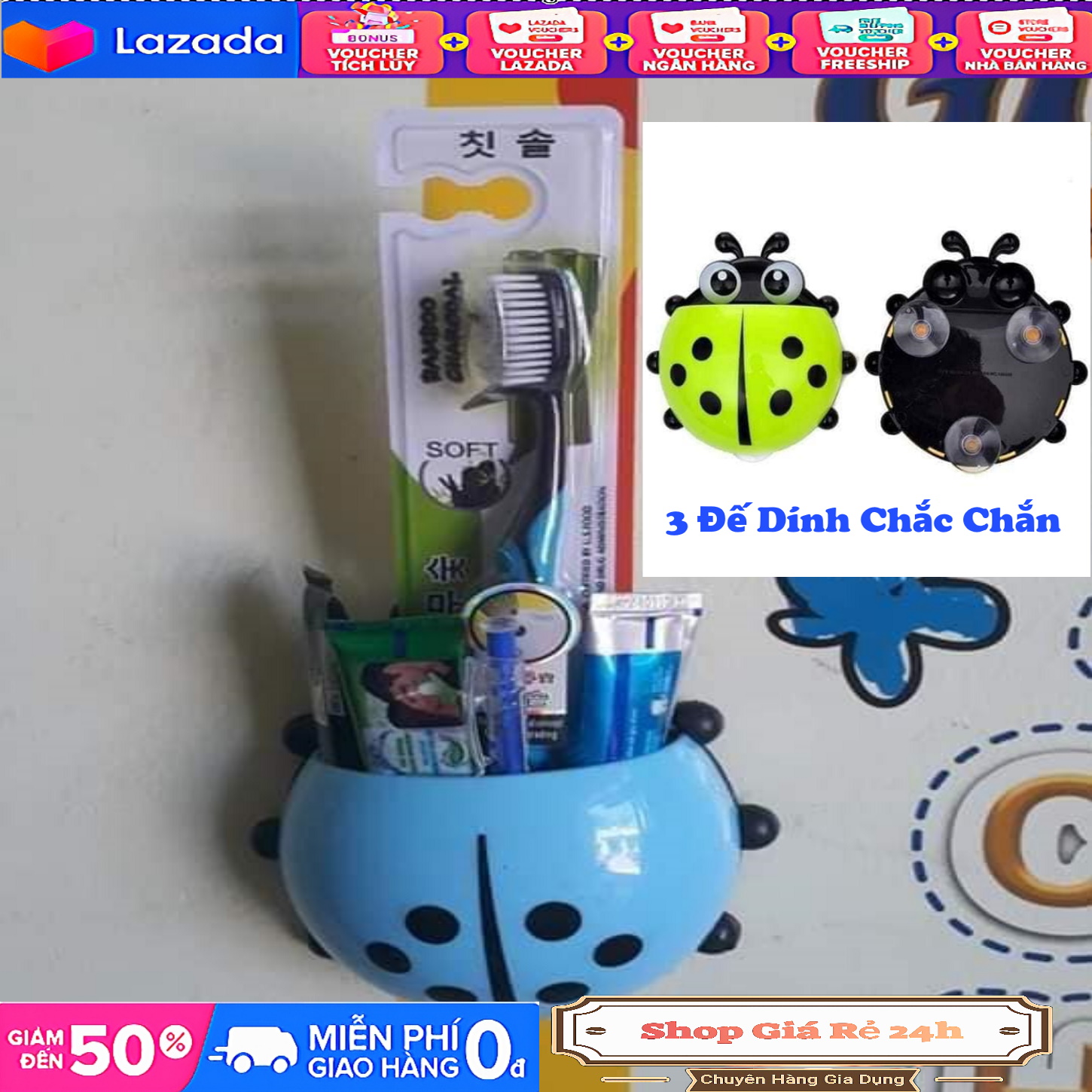 COMBO 2 CON BỌ & ONG & RÙA DÁN TƯỜNG ĐỂ BÀN CHẢI KEM ĐÁNH RĂNG