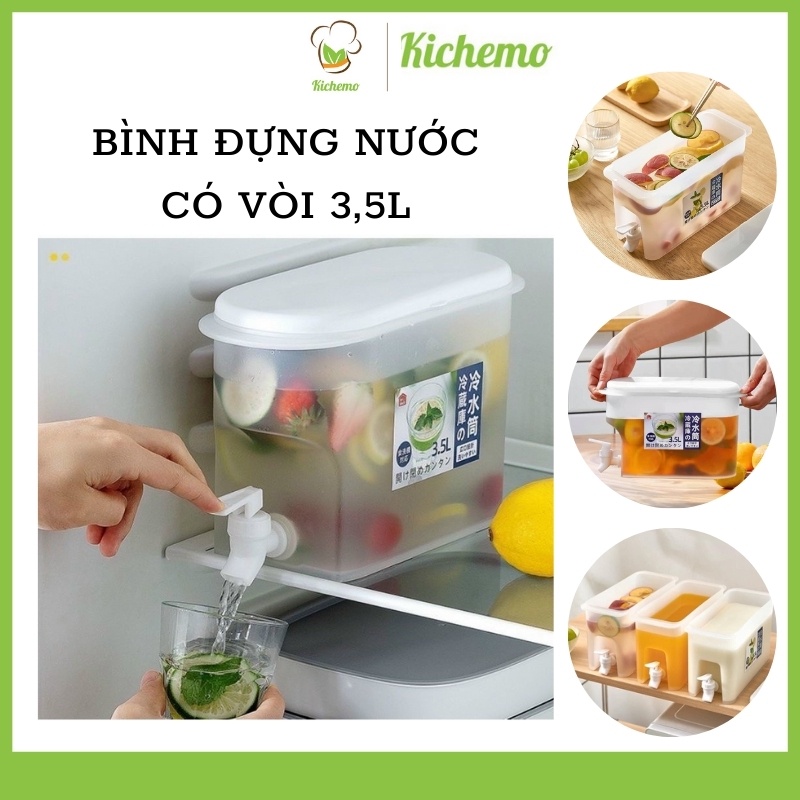 Bình đựng nước có vòi 3,5l bình đựng nước trà, nước trái cây để trong tủ lạnh tiện lợi đa năng ngăn nắp