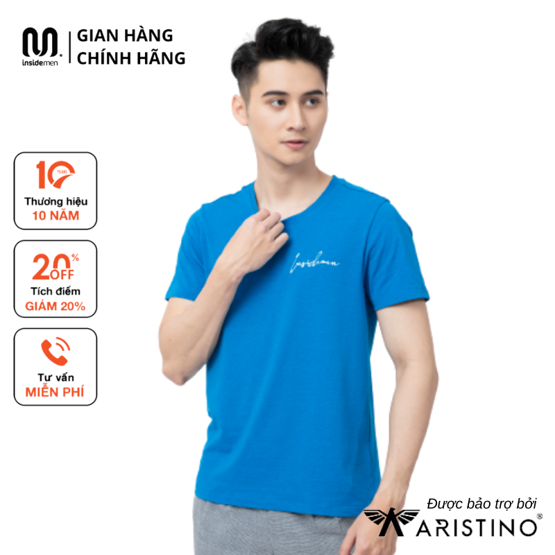 Áo T-shirt nam Insidemen ITS007S1 cổ tròn in chữ ký cách điệu