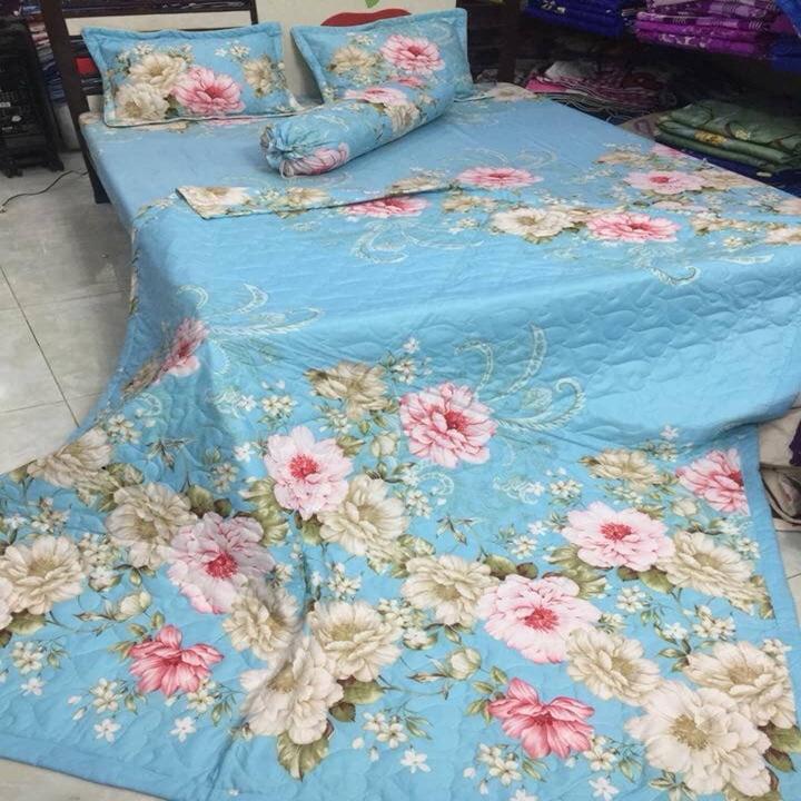 [1M6 x 2M] TRỌN BỘ CHĂN GA GỐI COMBO 5 MÓN - 4 MÓN Hoa Trà Xanh ( 1 Drap + 2 Vỏ Gối Nằm + 1 Chăn Hè + 1 Vỏ Gối Ôm )