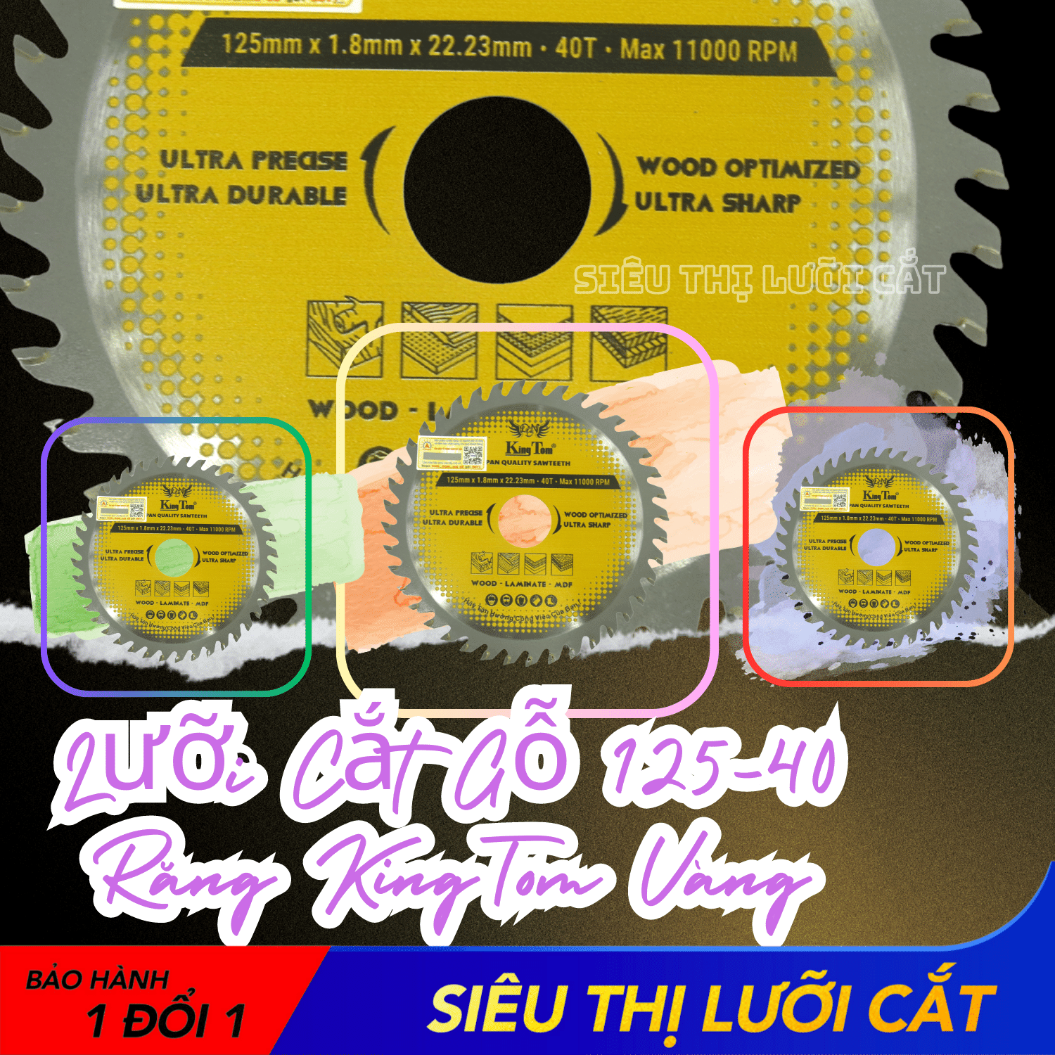 Lưỡi cưa - lưỡi cắt gỗ 125-40 răng kingtom vàng – chất lượng vô địch phân khúc giá rẻ!