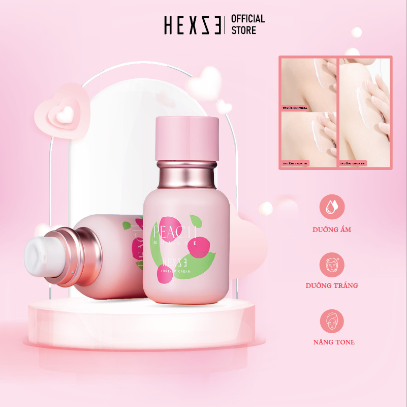 Kem đào dưỡng trắng da nâng tone HEXZE 48g, dưỡng ẩm, dưỡng trắng da ban ngày, nâng tone tức thì