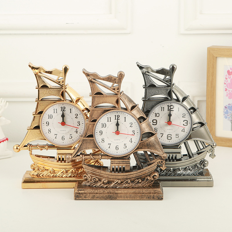 Đồng hồ để bàn báo thức hình thuyền buồm quà tặng quà lưu niệm độc đáo