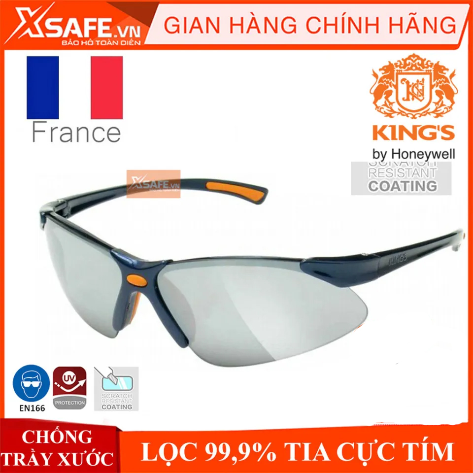Kính chống bụi Kings KY314 đen tráng bạcKính bảo hộ chống tia UV chống bụi trầy xước đọng sương. Mắt kính râm tráng bạc bảo vệ mắt lao động đi xe máy