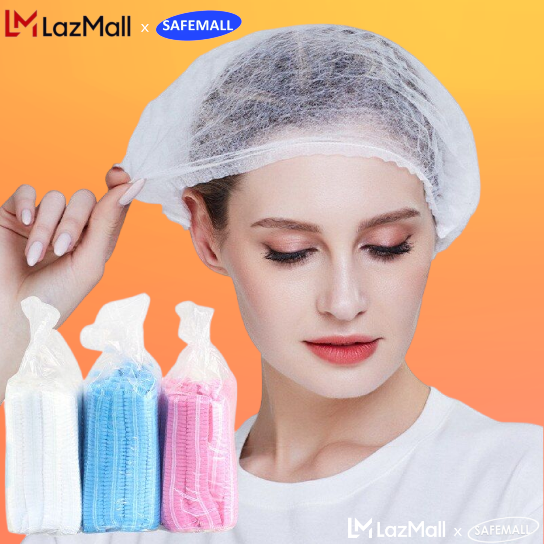 Combo 500 chiếc Mũ trùm đầu Bọc tóc con sâu bảo hộ lao động, Mũ vải không dệt dùng trong phòng sạch, săm, thẩm mỹ, sản xuất, y tế - Hàng Chính Hãng SAFEMALL