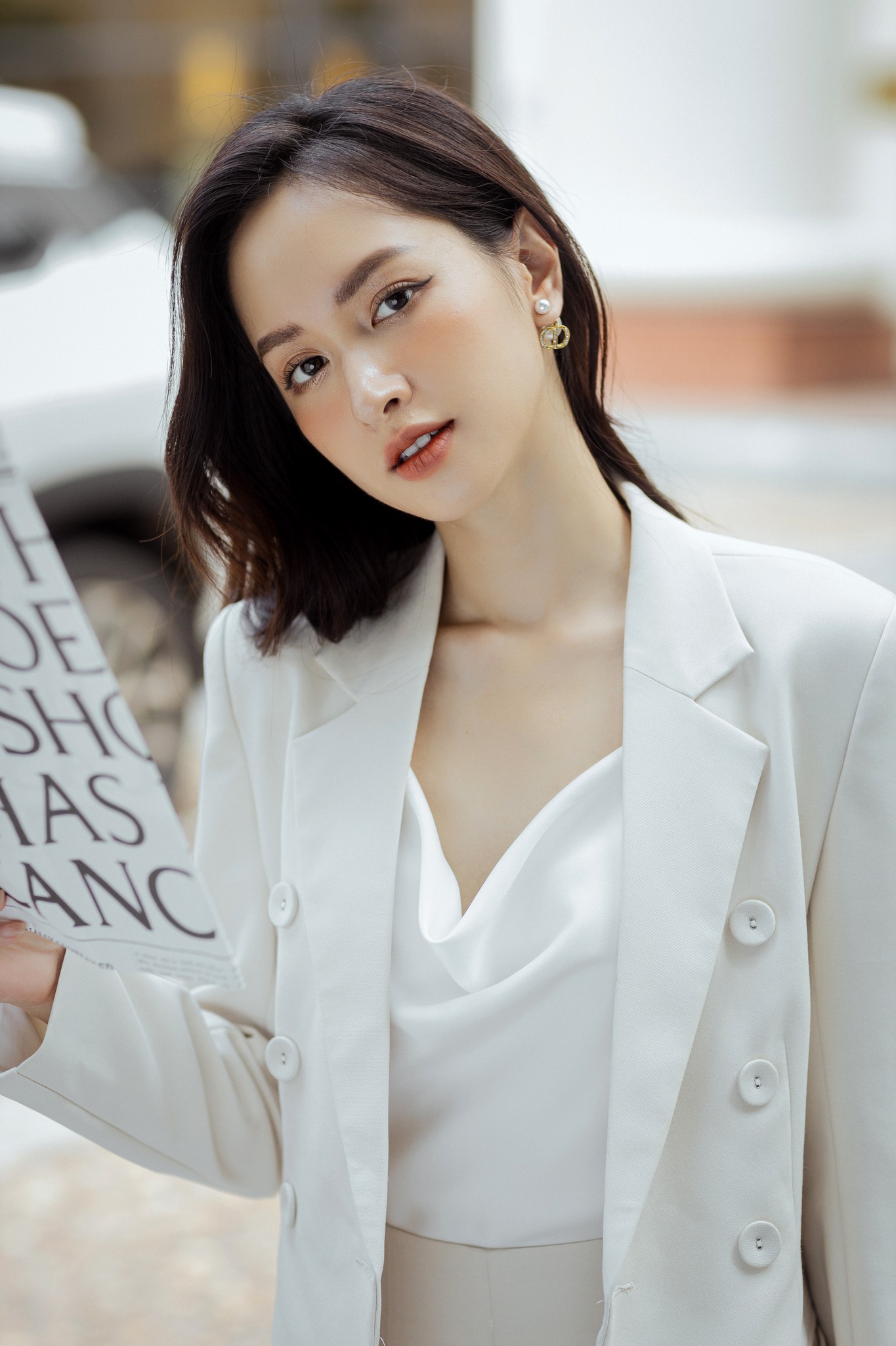 Áo blazer cổ ve vạt chéo túi cơi nắp 2 hàng khuy tiinstore adk269